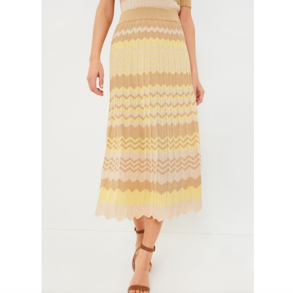 Tuckernuck Elegant Beige and Yellow Knit Maxi Skirt